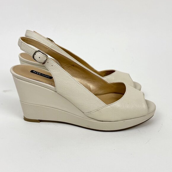 Alex Marie Livy111 Women's Wedge-Heel Open-Toe Slingbacks Beige Size 9.5M - Picture 3 of 8